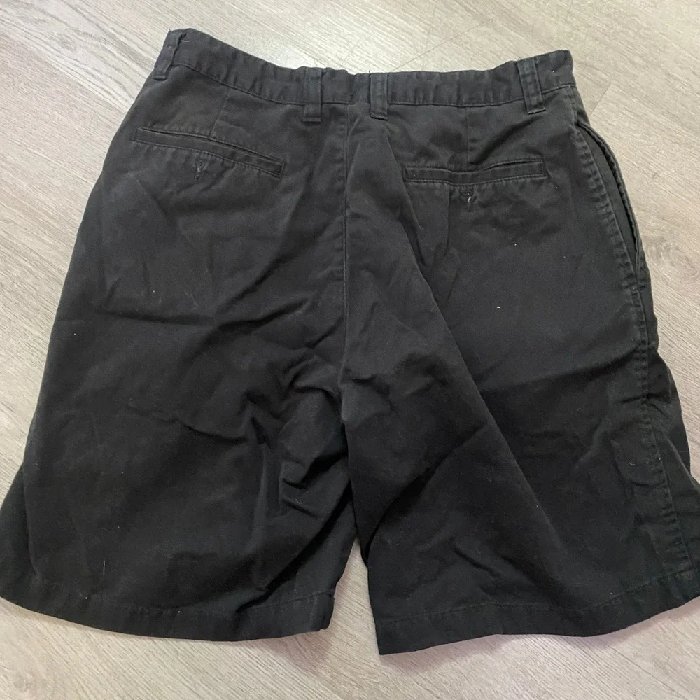 Club Room Chino Shorts Mens 32 Black Cotton Flat Front Casual Classic Short